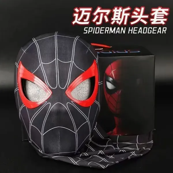 Design Spider-Man Miles Morales Headgear Black Red Mesh Mask Accessories - 1