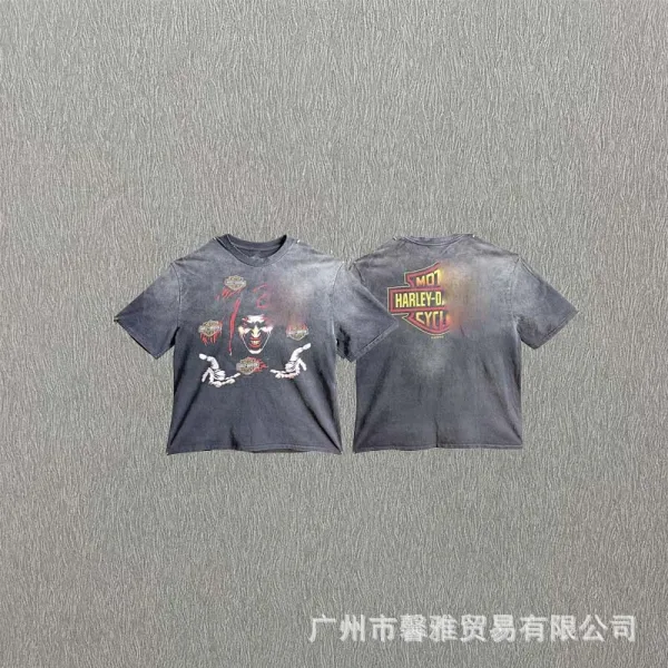 Design Distressed Galaxy Print T-Shirt Black Blue - 22