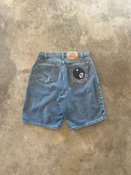 Design Silver Tab 8-Ball Denim Shorts Black Shorts - 2