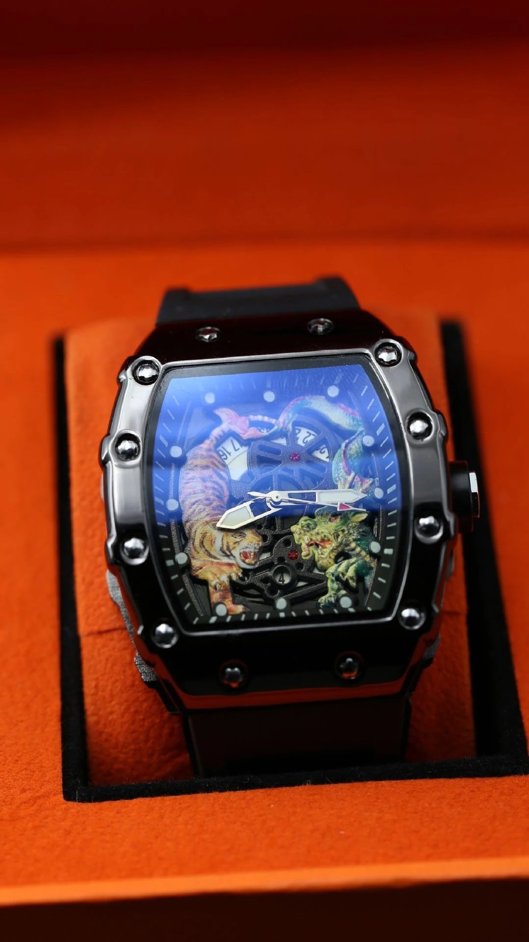 Richard Mille RM 07-04 Dragon and Tiger Limited Edition Blue Transparent Mechanical Watch Watches - 11