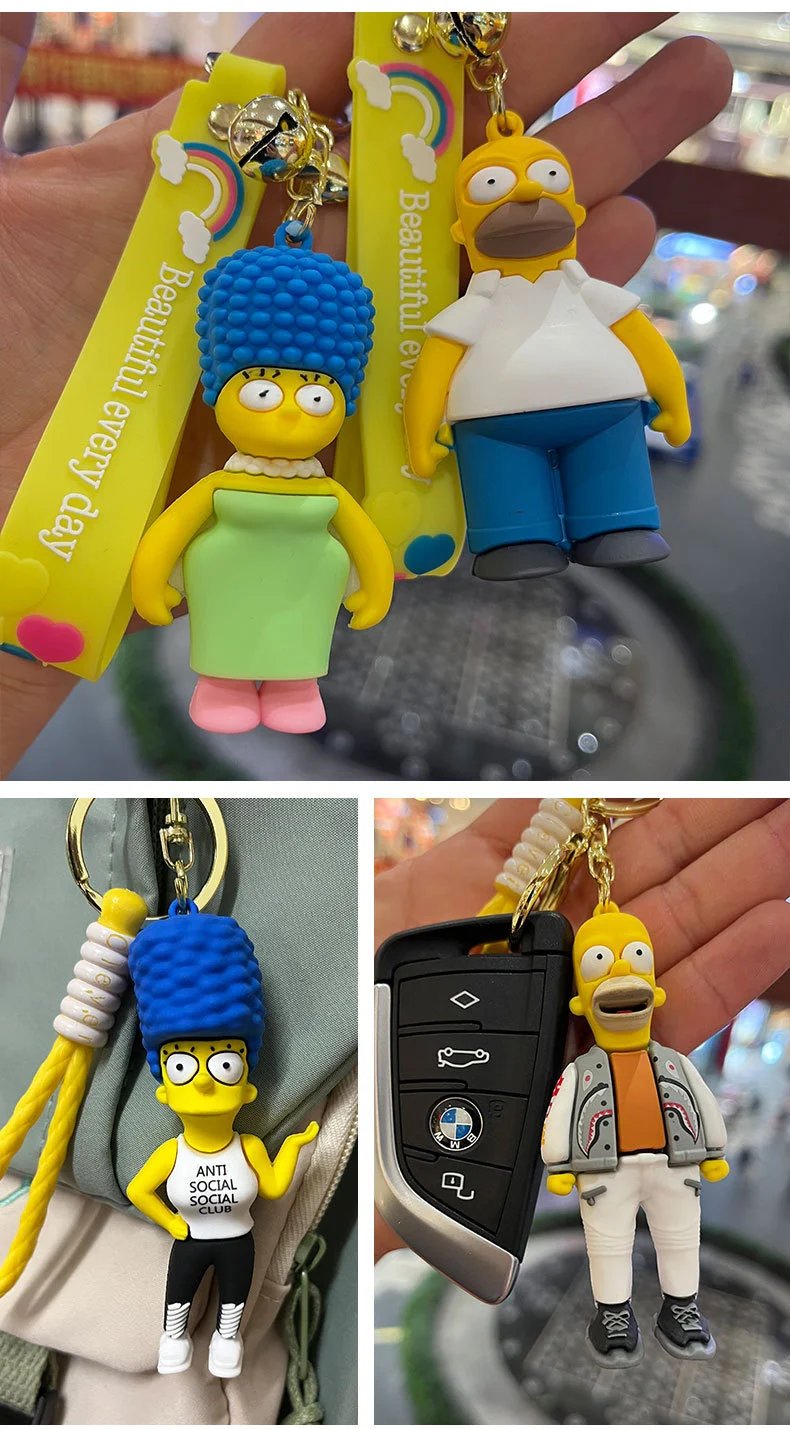 Design The Simpsons Bart Simpson Keychain with Rainbow Strap Yellow Red Blue Accessories - 13