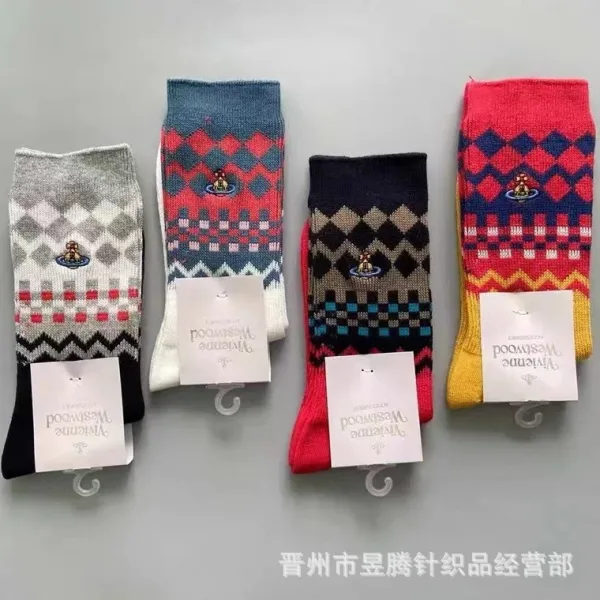 Vivienne Westwood Fair Isle Knit Sock Black / Gray / Red - 2