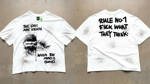 Design Saint Michael The Eyes Are Useless T-Shirt White T-Shirts - 1