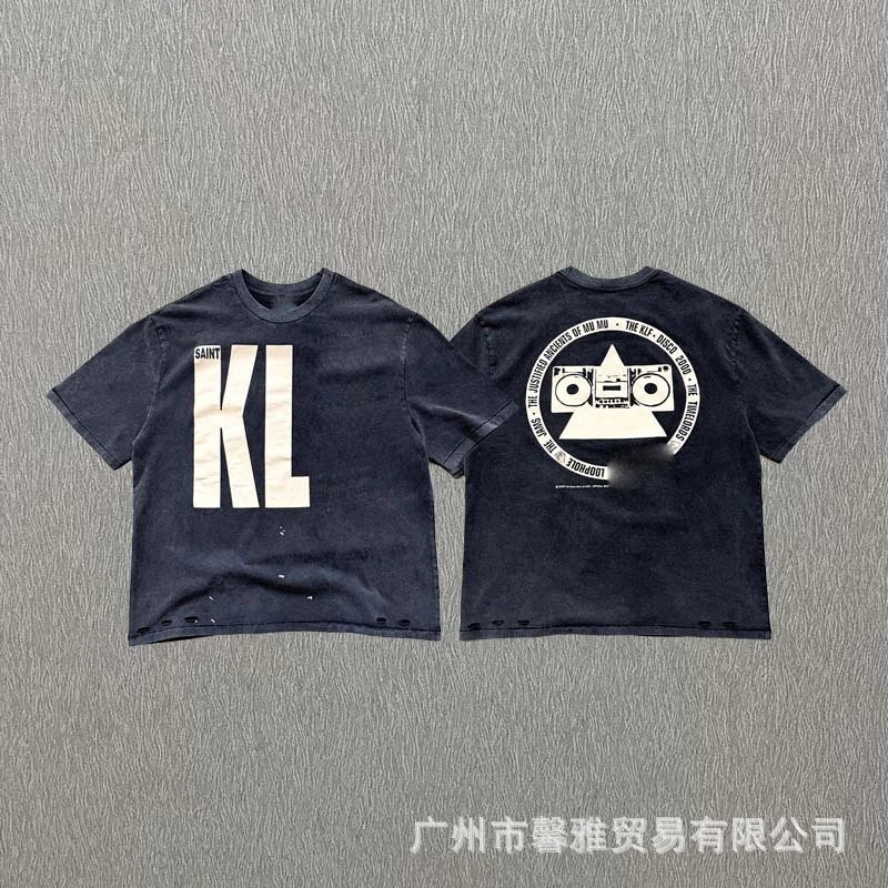 Design KL Graphic Tee Black Distressed T-Shirt - 1