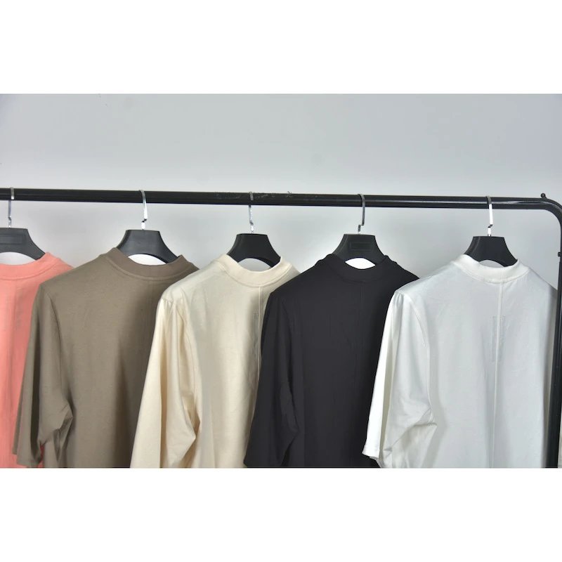 Design Mock Neck T-Shirt Beige - 6