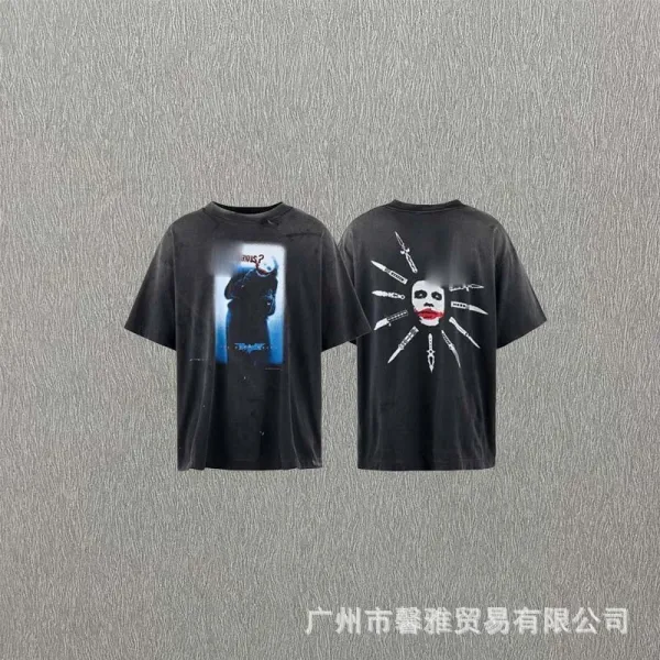 Design Distressed Galaxy Print T-Shirt Black Blue - 17