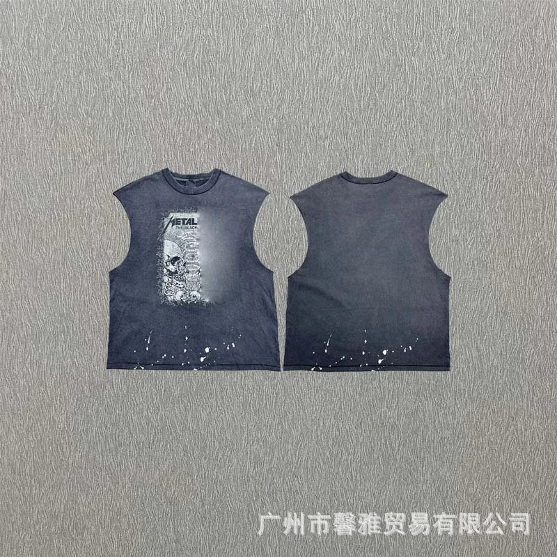 Metallica Sleeveless Graphic Tee Dark Gray Washed Vest Top