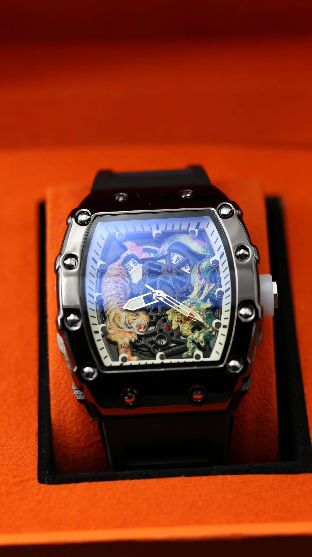 Richard Mille RM 07-04 Dragon and Tiger Limited Edition Blue Transparent Mechanical Watch Watches - 13
