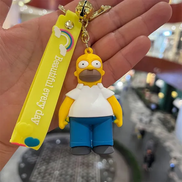Design The Simpsons Homer Simpson Keychain with Rainbow Strap Yellow Accessory Accessories - 1