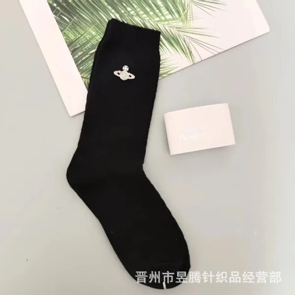 Vivienne Westwood Orb Embroidered Black Crew Socks - 1