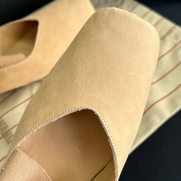 Design Square-Toe Ballet Flats Beige Suede Shoes Casual Shoes - 10