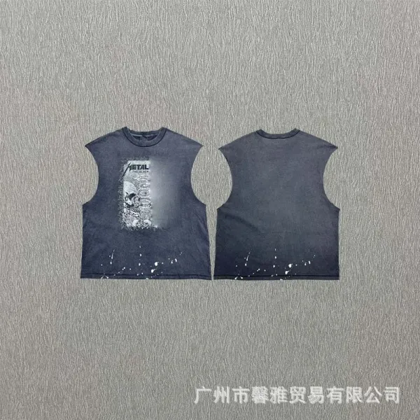Design Crop Sleeveless Graphic Tee White Vest Top - 6