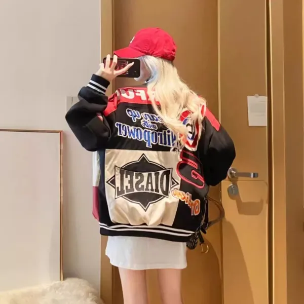 Design Looney Tunes x Unknown Brand Oversized Graphic Baseball Jacket Multicolor Outerwear - 2