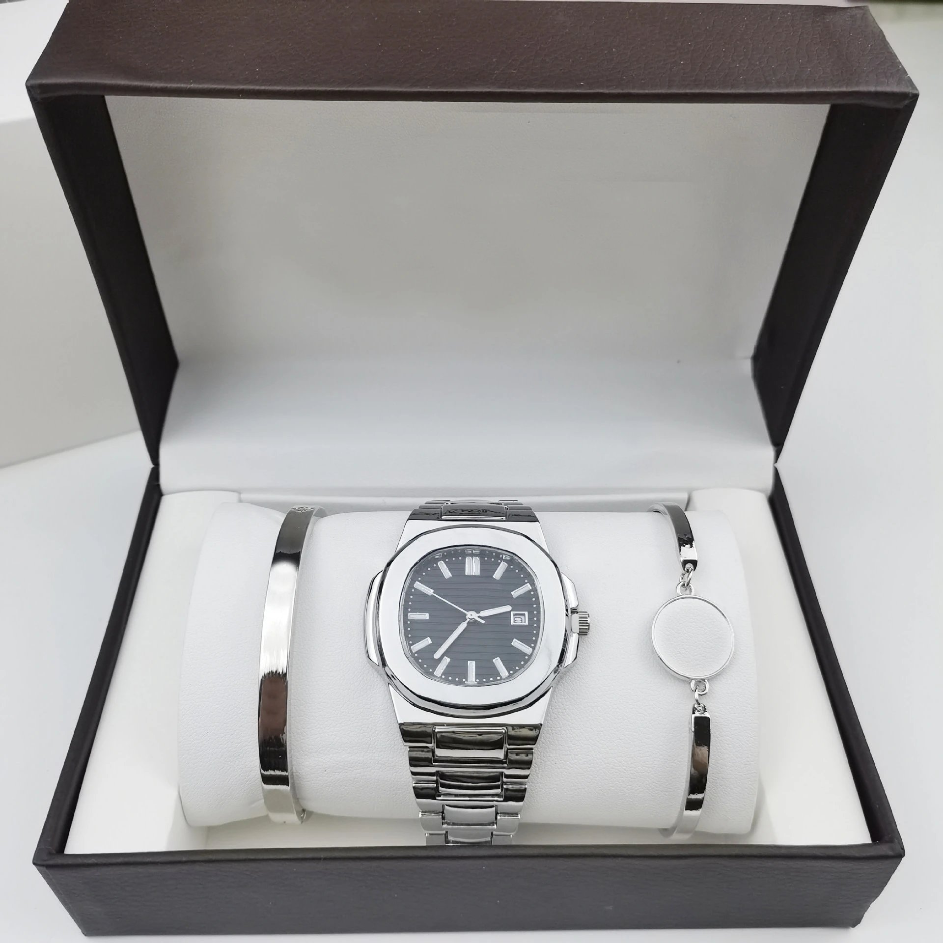 Silver Watch and Bracelet Set