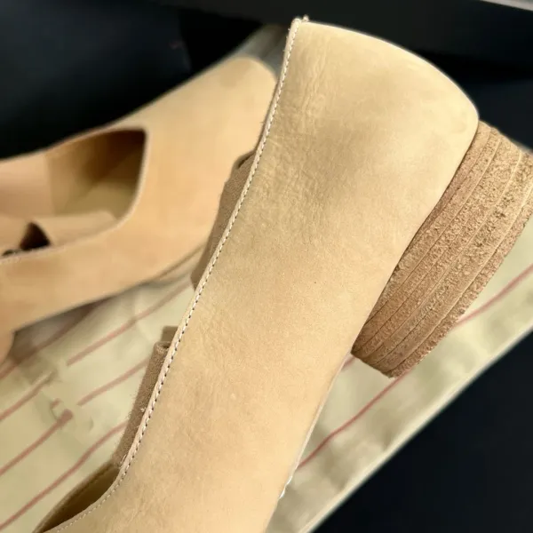 Design Square-Toe Ballet Flats Beige Suede Shoes Casual Shoes - 11