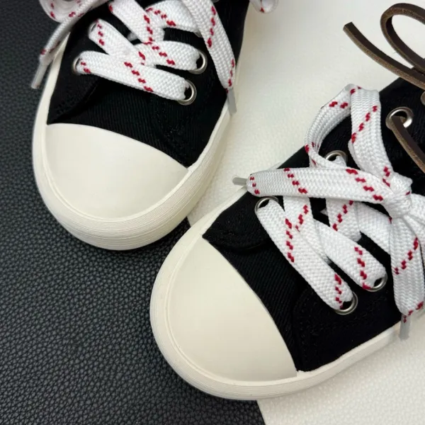 Design Mule Sneaker Black White Red Rope Lace Canvas Shoes - 11