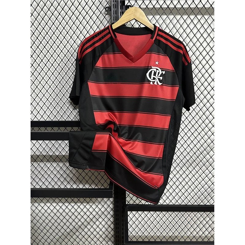 Flamengo Home Jersey Red and Black Striped Football Shirt