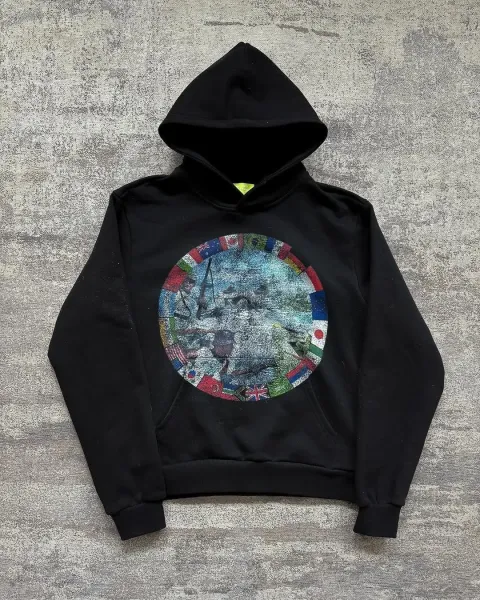 Design Global Flag Circle Hoodie Black - 1
