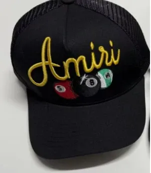 Amiri Pool Ball Embroidered Trucker Cap Black Hats - 1
