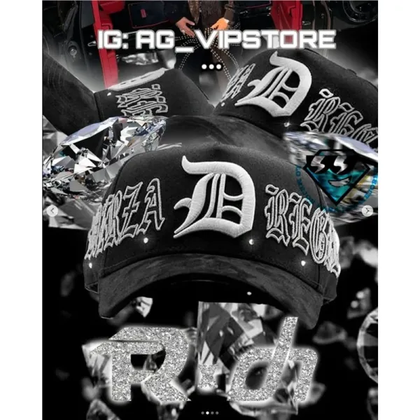 Design Diora Reina Embroidered Snapback Cap Black Baseball Cap - 1