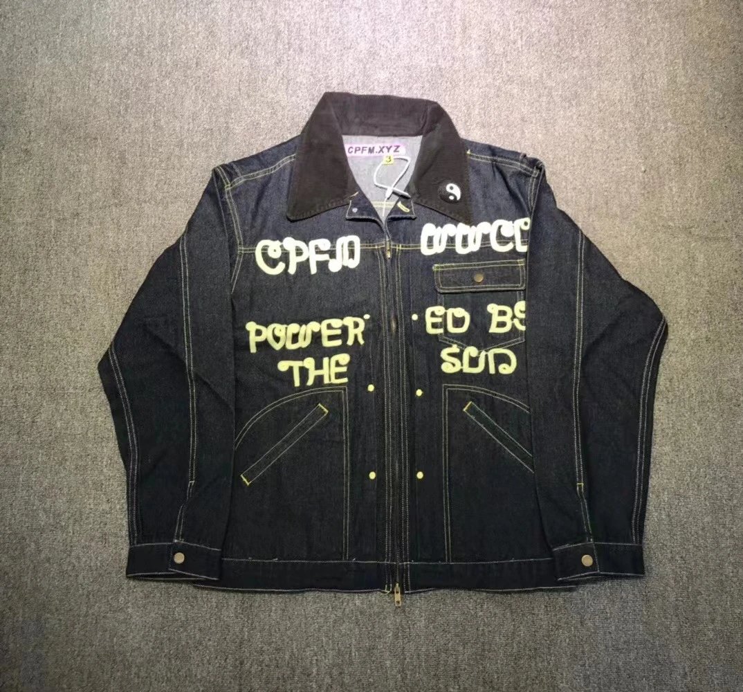 Design CPF.M.XYZ Denim Jacket with Graffiti Print Black Denim Jacket - 10