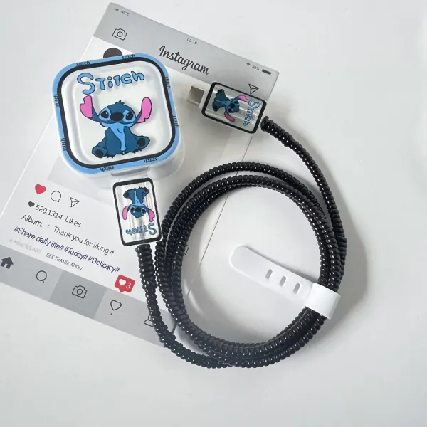 Design Stitch x Disney Coiled Cable Charger with Character Charm and Case Phone Accessories - 1