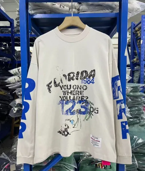 Design Florida 1984 Graphic Long-Sleeve T-Shirt Beige - 1