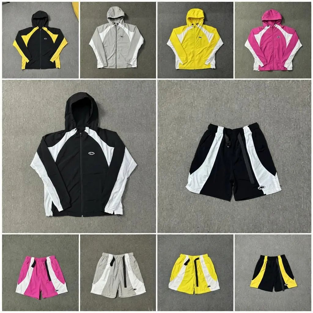 Colorblock Hooded Jacket and Shorts Set