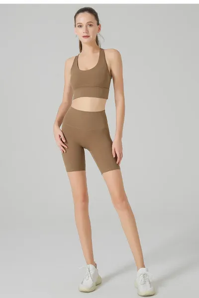 Design High-Waisted Compression Shorts Olive Green Activewear - 17