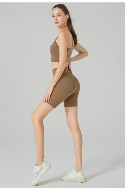 Design High-Waisted Compression Shorts Olive Green Activewear - 19