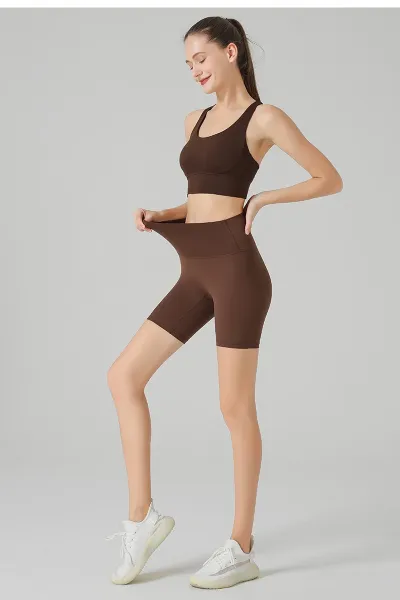 Design High-Waisted Compression Shorts Olive Green Activewear - 23