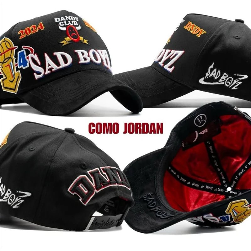 Design COMME JORDAN Sad Boyz 2024 Dandy Club Baseball Cap Black Hats