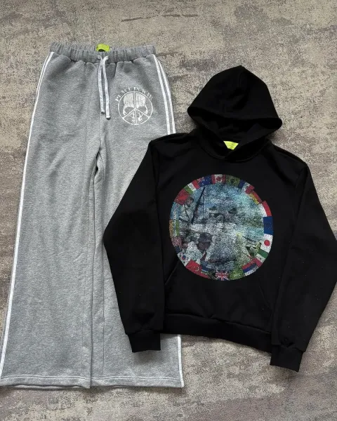 Design Global Flag Circle Hoodie Black - 9