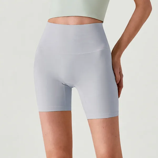 Design High-Waisted Seamless Cycling Shorts Light Gray - 1