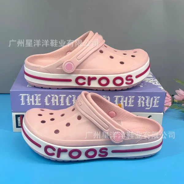 Crocs Classic Clog Pink with Magenta Logo Casual Sandals - 1