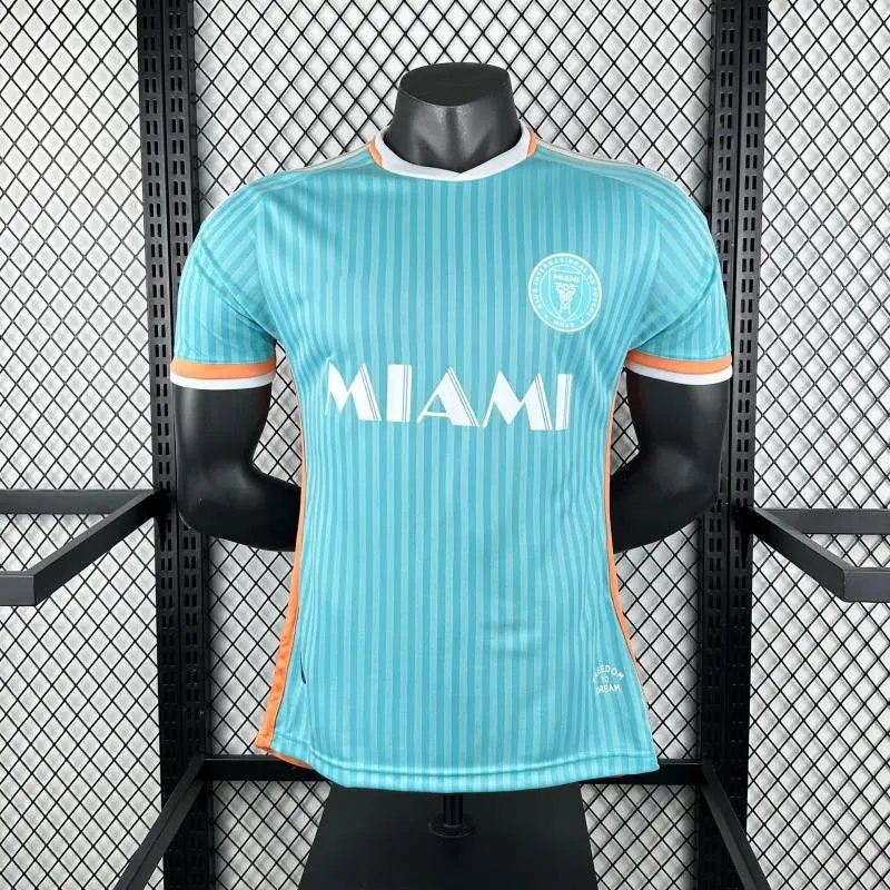Inter Miami CF 2024 Away Jersey Turquoise Striped Soccer Jersey