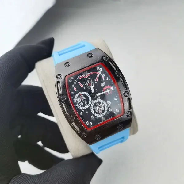 Richard Mille RM 037 Tourbillon Carbon Black and Blue Rubber Strap Watch Watches - 1