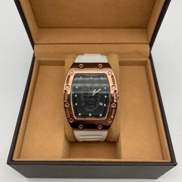Philipp Plein Skull Watch Rose Gold and White Quartz Watch Watches