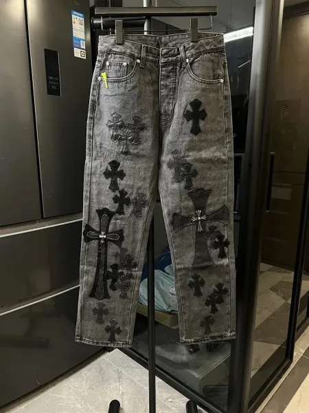 Chrome Hearts Cross-Embroidered White Straight-Leg Jeans - 8