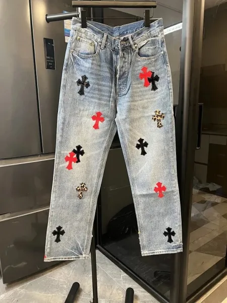 Chrome Hearts Cross-Embroidered White Straight-Leg Jeans - 4