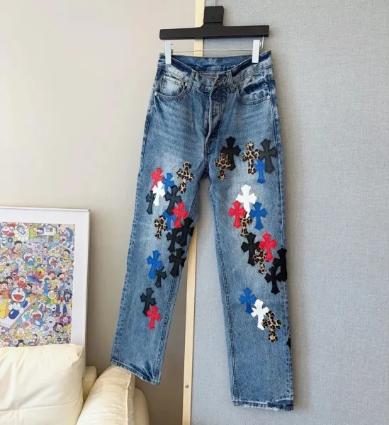 Chrome Hearts Cross-Embroidered White Straight-Leg Jeans - 16