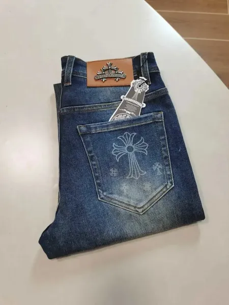Chrome Hearts Cross Embroidered Slim Fit Denim Jeans - 1