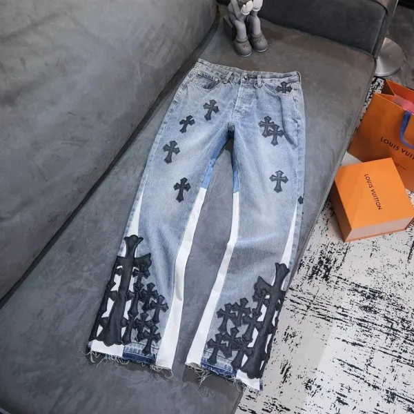 Chrome Hearts Cross-Embroidered White Straight-Leg Jeans - 6