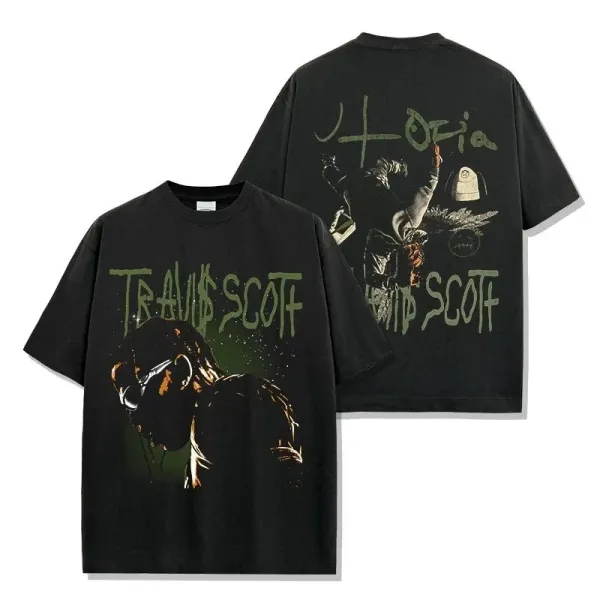 Travis Scott x Cactus Jack Graphic Print Black T-Shirt - 1