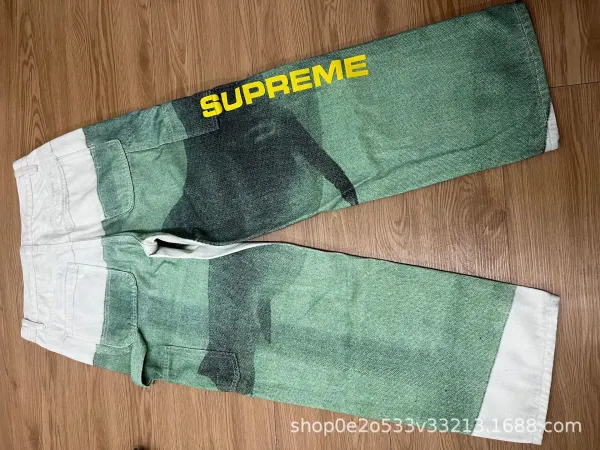 Gallery Dept. Shark Print Wide-Leg Jeans Green - 6