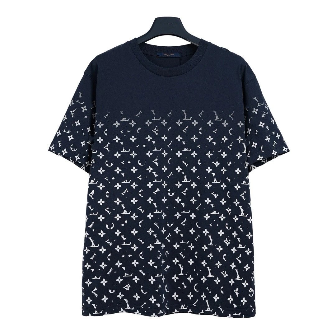 Louis Vuitton T-Shirts Gradient Monogram Print — Dark blue (gradient floral print on the lower half)