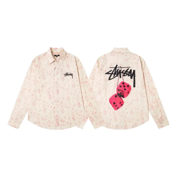 Stüssy Dice Print Shirt Beige Pink Shirt - 1