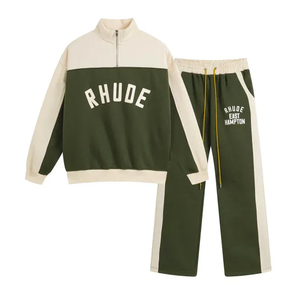 Rhude Half-Zip Track Set Green and Beige Tracksuit - 4