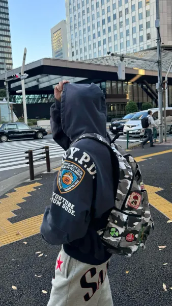 Philipp Plein x Custom Military-Style Zip-Up Hoodie in Gray with Camo Cap - 16