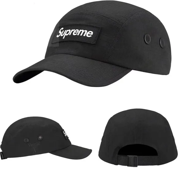 Supreme Ventile Five-Panel Cap Black Hats - 1